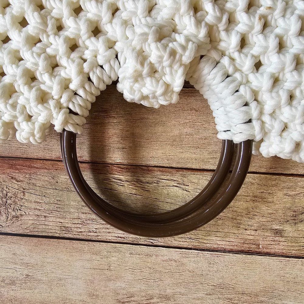 Vintage Retro Handmade Macramé Crochet handbag with Beads Boho Bohemian Grandma - Picture 11 of 12